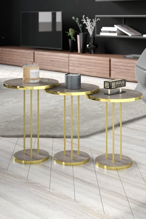 Gold Terra Sehpa Seti Gordion Gri