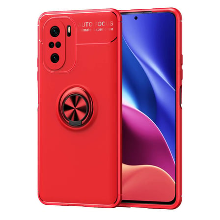 Xiaomi Poco F3 Uyumlu Kılıf Range Yüzüklü Silikon - Kırmızı