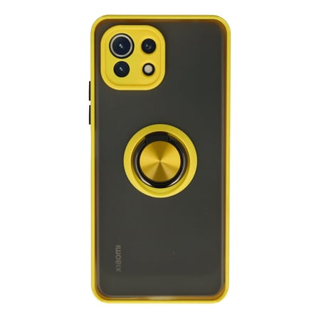 Xiaomi Mİ 11 Lite Uyumlu Kılıf Montreal Yüzüklü Silikon Kapak - Sarı