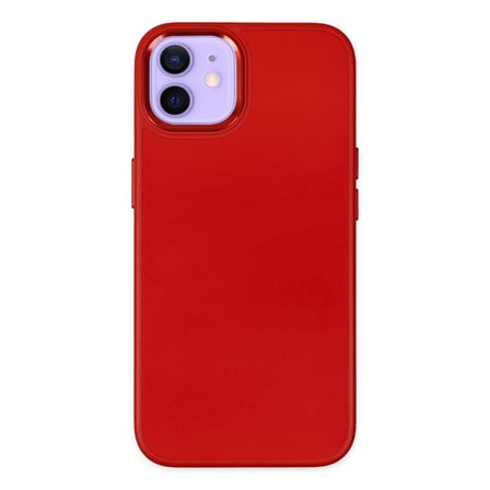 Apple iPhone 12 Uyumlu Kılıf Asya Deri Silikon - Kırmızı