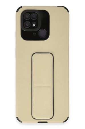 Xiaomi Redmi 10C Uyumlu Kılıf Mega Standlı Silikon - Gold