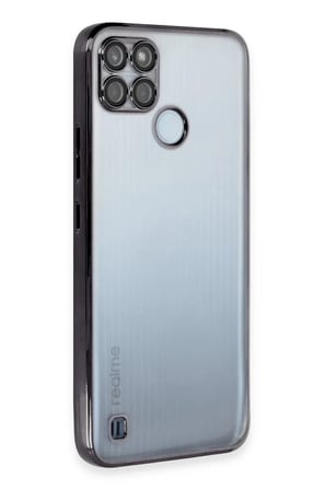 Realme C25Y Uyumlu Kılıf Lensli Silikon - Siyah