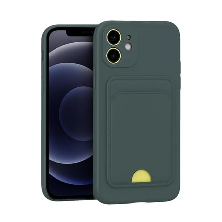 Apple iPhone 11 Uyumlu Kılıf Kelvin Kartvizitli Silikon - Koyu Yeşil
