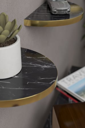 3 lü Oval Duvar Rafı Bendir Siyah
