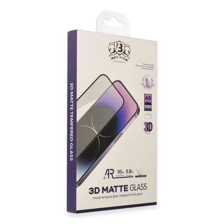 Apple iPhone 13 Pro Max Uyumlu Bilvis 3D Mat Cam Ekran Koruyucu