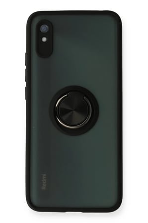 Xiaomi Redmi 9A Uyumlu Kılıf Montreal Yüzüklü Silikon Kapak - Siyah