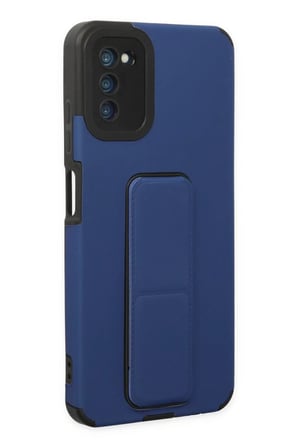 Samsung Galaxy A03S Uyumlu Kılıf Mega Standlı Silikon - Mavi