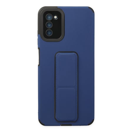 Samsung Galaxy A03S Uyumlu Kılıf Mega Standlı Silikon - Mavi