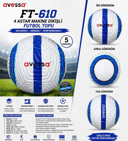 Özel Üretim Arkadaş Buluşması Okul Sporu FT-610 4 Astar Makina Dikişli Futbol Topu