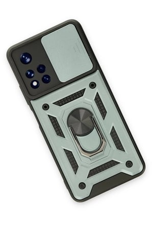 Xiaomi Redmi Note 11T Uyumlu Kılıf Pars Lens Yüzüklü Silikon - Yeşil
