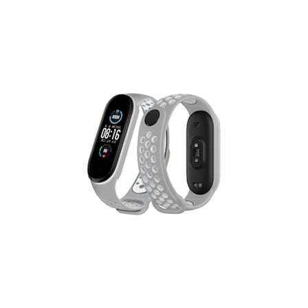 Xiaomi Mi Band 6 Uyumlu Spor Delikli Kordon - Gri-Kırmızı