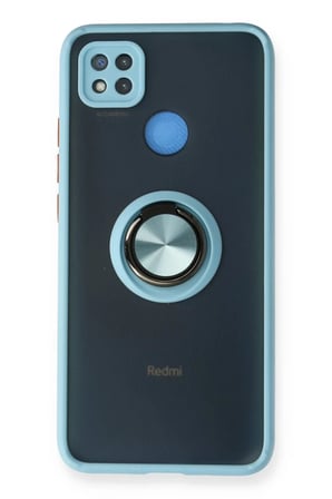 Xiaomi Redmi 9C Uyumlu Kılıf Montreal Yüzüklü Silikon Kapak - Buz Mavi