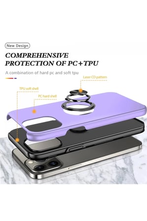 Apple iPhone 13 Pro Uyumlu Kılıf Elit Yüzüklü Kapak - Mor