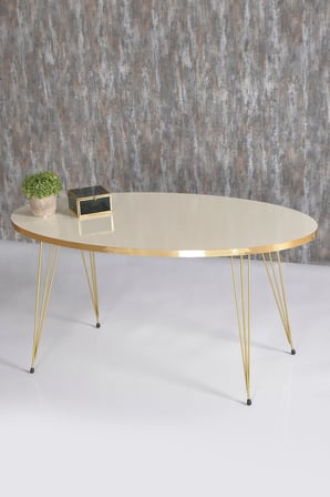 Orta Sehpa Elips Gold Krem Tel
