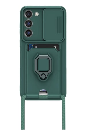 Samsung Galaxy S24 Plus Uyumlu Kılıf Zuma Kartvizitli Yüzüklü Silikon - Yeşil