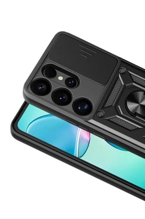 Samsung Galaxy S26 Ultra Uyumlu Pars Lens Yüzüklü Silikon - Siyah