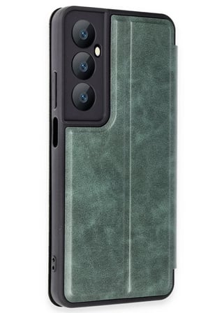 Realme C65 Kılıf Flip Cover - Koyu Yeşil