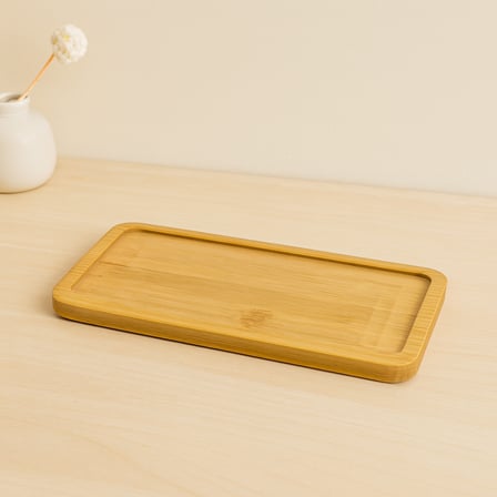 Dikdörtgen Ahşap Bambu Yağdanlık Altlık 20x10 cm