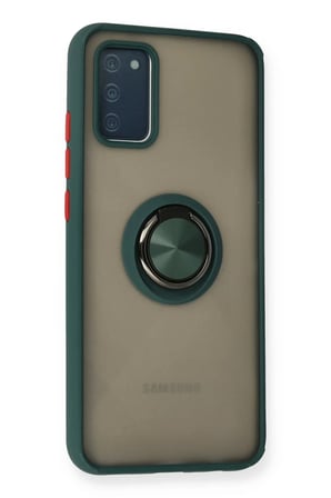 Samsung Galaxy A02S Uyumlu Kılıf Montreal Yüzüklü Silikon Kapak - Yeşil