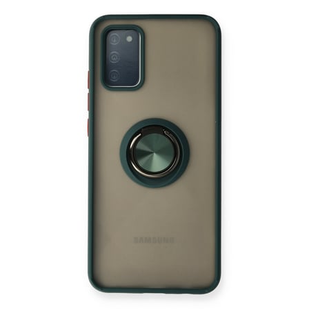 Samsung Galaxy A02S Uyumlu Kılıf Montreal Yüzüklü Silikon Kapak - Yeşil