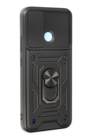 Realme C25Y Uyumlu Kılıf Pars Lens Yüzüklü Silikon - Siyah