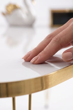 Orta Sehpa Kare Gold Altın Beyaz Tel