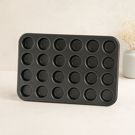 24 Gözlü Metal Muffin Kek Kalıbı Siyah