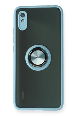 Xiaomi Redmi 9A Uyumlu Kılıf Montreal Yüzüklü Silikon Kapak - Buz Mavi
