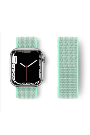 Apple Watch 42mm Uyumlu Hasırlı Cırtcırtlı Kordon - Turkuaz