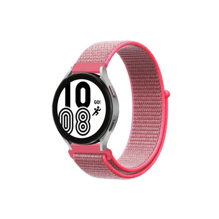 Samsung Galaxy Watch 4 Hasırlı Cırtcırtlı Kordon - Pembe