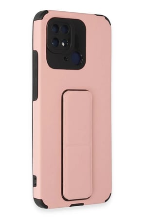 Xiaomi Redmi 10C Kılıf Mega Standlı Silikon - Pudra