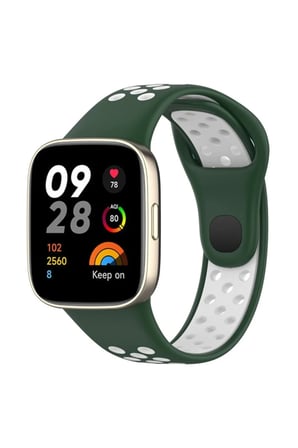Xiaomi Redmi Watch 3 Spor Delikli Kordon - Haki Yeşil-Beyaz