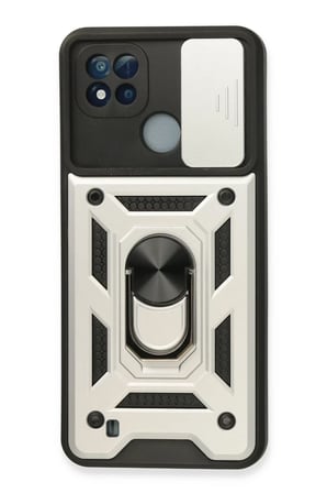 Realme C11 2021 Uyumlu Kılıf Pars Lens Yüzüklü Silikon - Gümüş