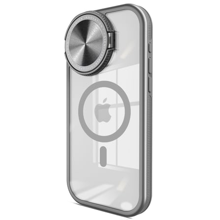 Apple iPhone 15 Pro Max Uyumlu Kılıf Teleskop Lens Magsafe Silikon Kapak - Titan Gri