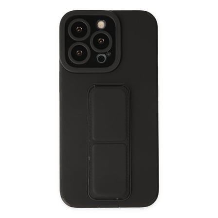 Apple iPhone 13 Pro Uyumlu Kılıf Mega Standlı Silikon - Siyah