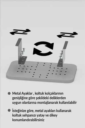 Koltuk Kolu Yan Sehpa Ekru Dikdörtgen