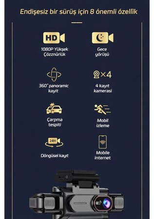 360° WiFi Quad Araç Kamerası