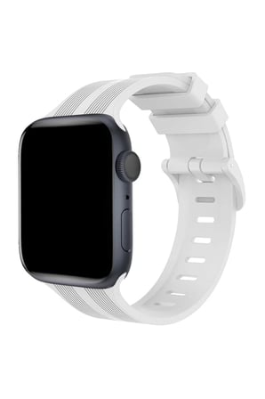 Apple Watch 38mm Uyumlu KR408 Çizgili Silikon Kordon - Beyaz