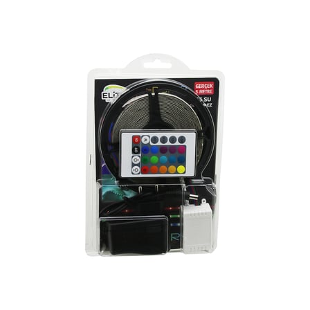 5m RGB Şerit LED (IP65) Kumandalı Adaptörlü SMD2835 54 LED/m