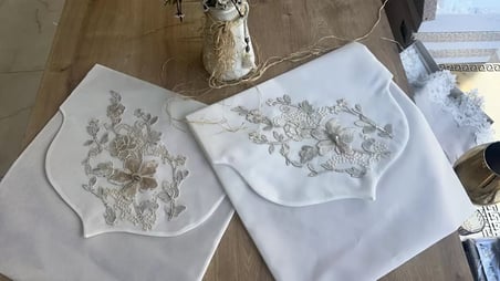 Fransız Güpürlü Zarf Bohça Nişan Söz Saten Bohça Lüks 3 Boyutlu Çeyizlik Bohça 50x50 cm 1 Adet