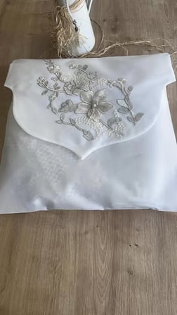 Fransız Güpürlü Zarf Bohça Nişan Söz Saten Bohça Lüks 3 Boyutlu Çeyizlik Bohça 50x50 cm 1 Adet