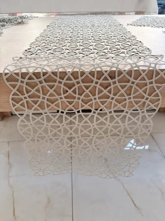 Salon Takımı Angles Çeyizlik Runner Set 5 Parça İşlemeli Ranır Masa Sehpa Konsol Örtüsü