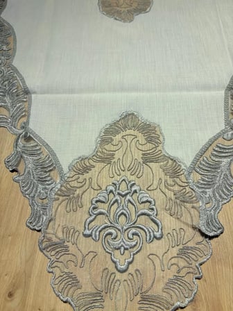 Salon Takımı Çeyizlik Gri Runner Set 5 Parça Keten Masa Örtüsü Runneri Evalina