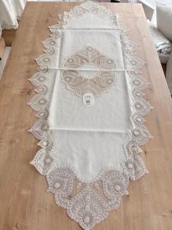 Salon Takımı Çeyizlik Runner Set 5 Parça Keten Ranır Masa Konsol Sehpa Örtüsü Kartanesi