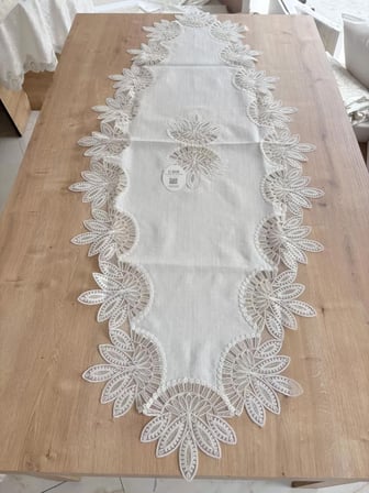 Salon Takımı Çeyizlik Runner Set 5 Parça Keten Ranır Masa Konsol Sehpa Örtüsü Lady