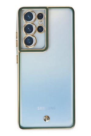 Samsung Galaxy S21 Ultra Uyumlu Kılıf Liva Lens Silikon - Yeşil