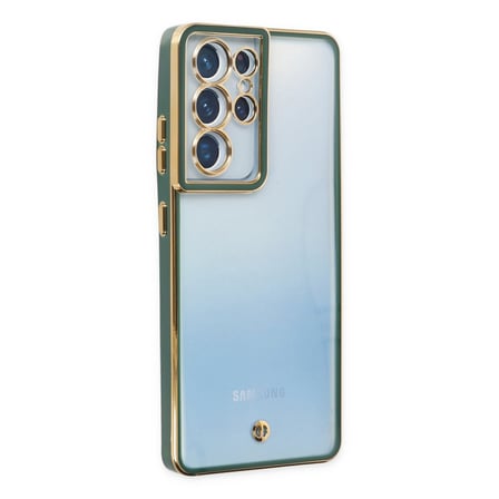 Samsung Galaxy S21 Ultra Uyumlu Kılıf Liva Lens Silikon - Yeşil