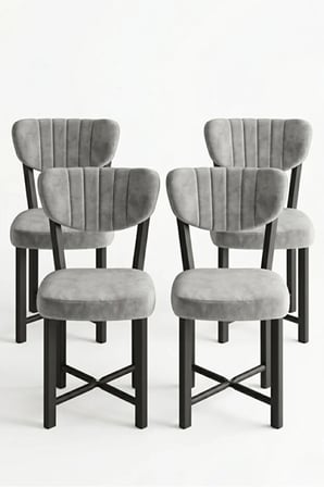 Sandalye 4 Adet Baby Face Kumaş Metal Ayak Modern Mutfak Sandalyesi Cafe Balkon Ofis Elma