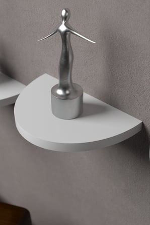3 lu Oval Duvar Rafı Beyaz 115 cm
