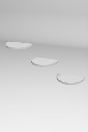 3 lu Oval Duvar Rafı Beyaz 115 cm
